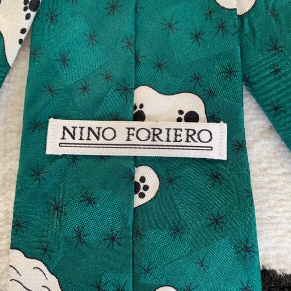 Vintage 1993 Pink Panther Christmas Tie Green Silk Inspector Clouseau Retro - Picture 5 of 8